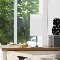All the Rages Brushed Nickel And Brass Petite Stick Table Lamp