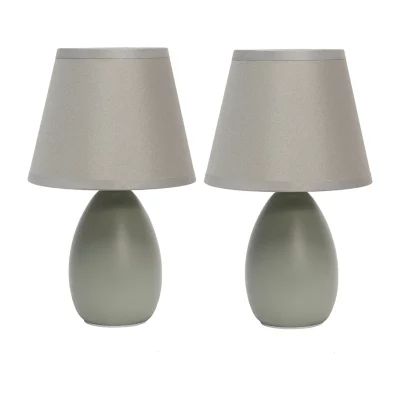 Simple Designs Mini Egg Oval Ceramic Table Lamp 2Pk Set