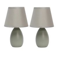 Simple Designs Mini Egg Oval Ceramic Table Lamp 2Pk Set