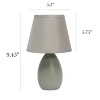 Simple Designs Mini Egg Oval Ceramic Table Lamp 2Pk Set