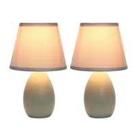 Simple Designs Mini Egg Oval Ceramic Table Lamp 2Pk Set