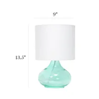 Simple Designs Glass Raindrop Table Lamp with Fabric Shade