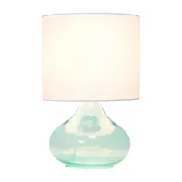 Simple Designs Glass Raindrop Table Lamp with Fabric Shade