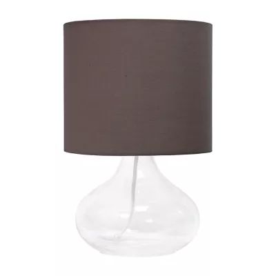 Simple Designs Glass Raindrop Table Lamp with Fabric Shade