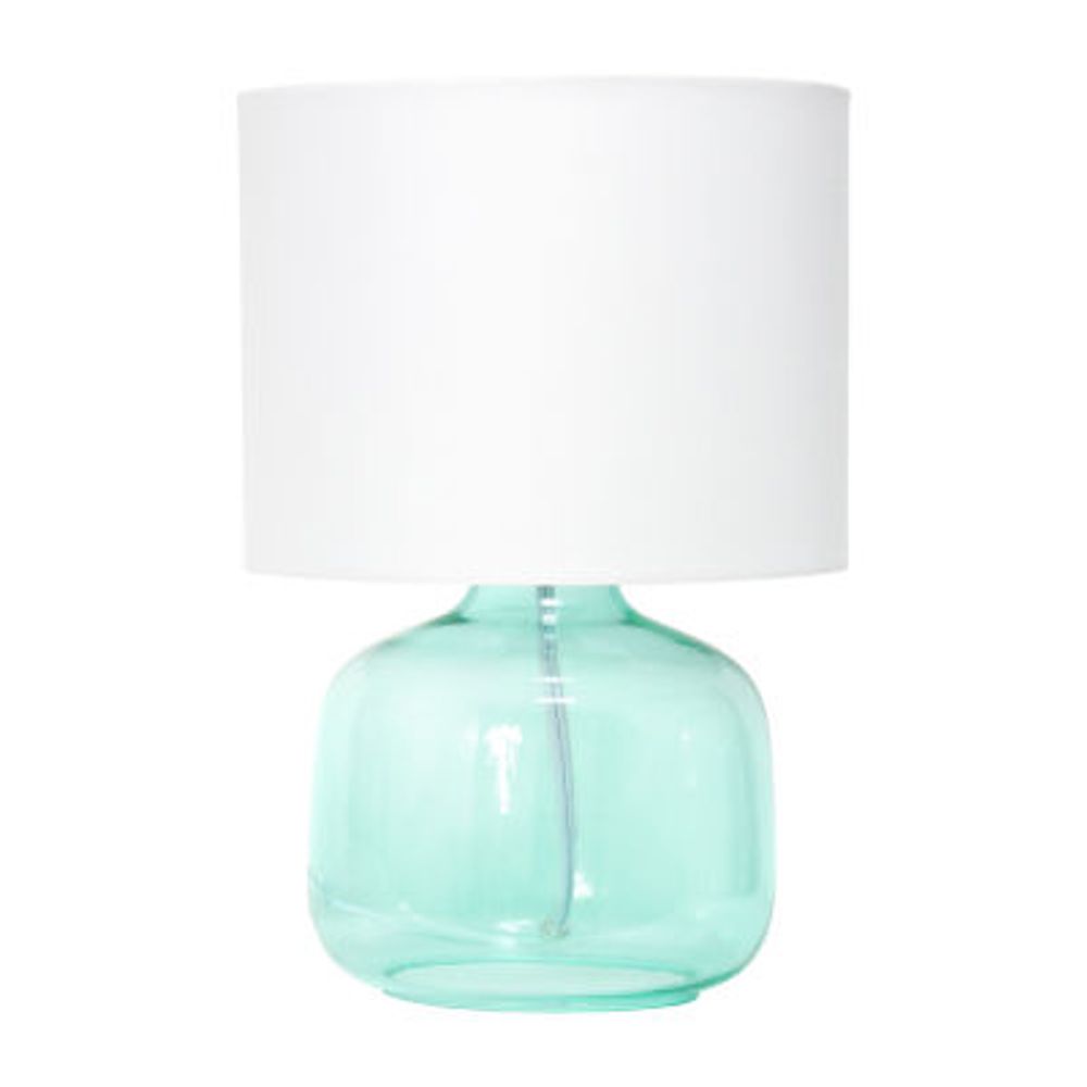 Simple Designs Glass Table Lamp with Fabric Shade
