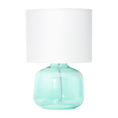 Simple Designs Glass Table Lamp with Fabric Shade