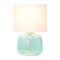 Simple Designs Glass Table Lamp with Fabric Shade