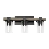 All the Rages 3-Light Vanity With Restored Wood Look Lights