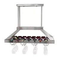 All the Rages Brushed Nickel 2 Light Led Overhead Wine Rack Pendant