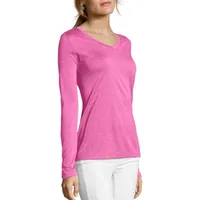 Hanes Cool-DRI Women's V-Neck Performance Long-Sleeve T-Shirt