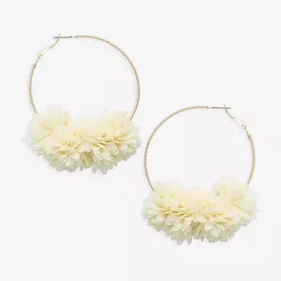 Bijoux Bar Cream Stainless Steel Flower Hoop Earrings