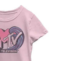 Little & Big Girls Crew Neck Short Sleeve MTV Graphic T-Shirt