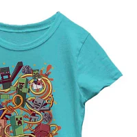 Little & Big Girls Crew Neck Short Sleeve Minecraft Graphic T-Shirt