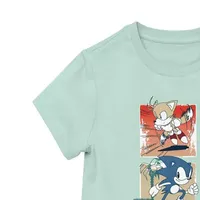 Little & Big Girls Crew Neck Short Sleeve Sonic the Hedgehog Graphic T-Shirt