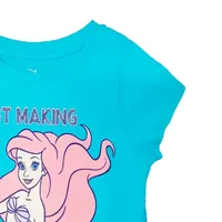 Disney Collection Little & Big Girls Crew Neck Short Sleeve The Mermaid Ariel Princess Graphic T-Shirt
