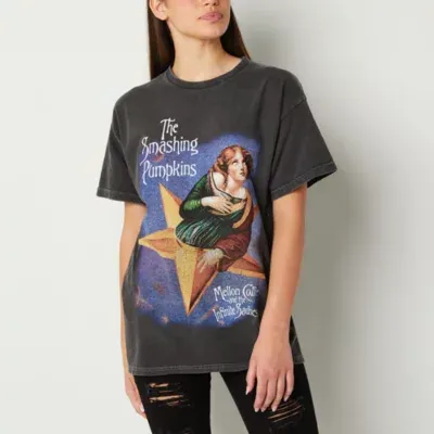New World Juniors Smashing Pumpkins Mellon Collie And The Infinite Sadness Oversized Tee Womens Short Sleeve Graphic T-Shirt