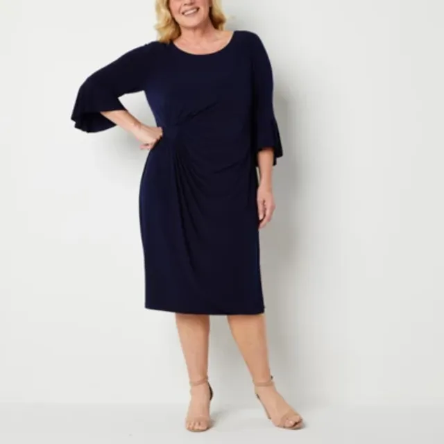 24seven Comfort Apparel 3/4 Sleeve Wrap Dress