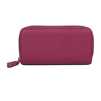 Julia Buxton Slim Double Zip Womens RFID Blocking Wallet