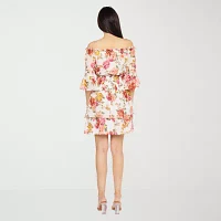 Premier Amour Womens 3/4 Sleeve Floral Fit + Flare Dress