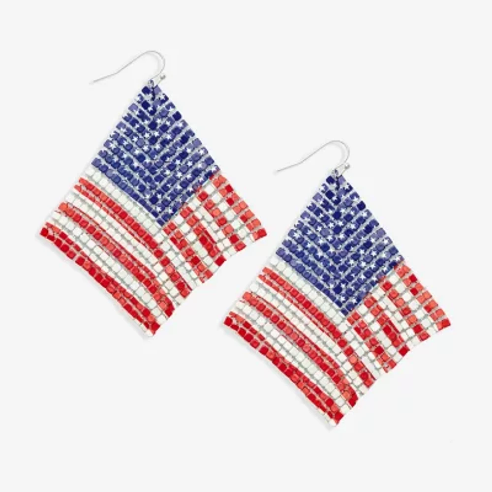 Bijoux Bar Silver Tone Flag Drop Earrings