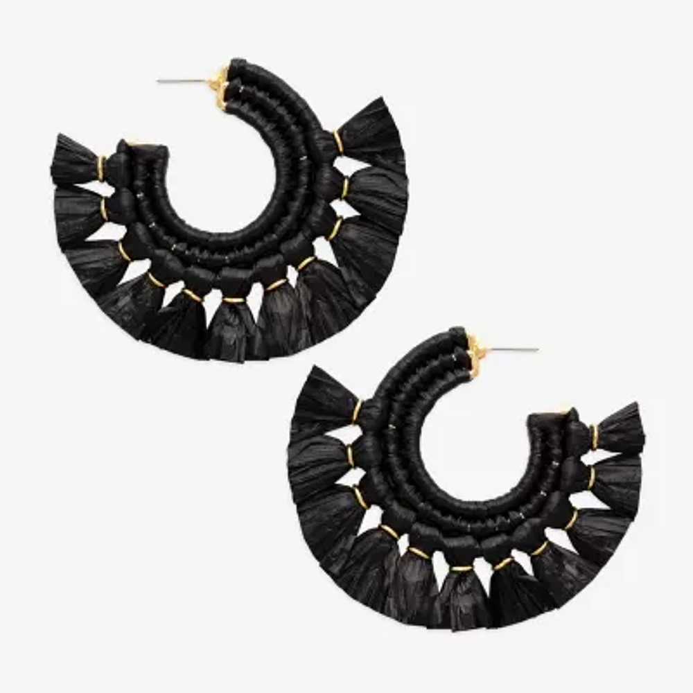 Bijoux Bar Black Raffia Drop Earrings