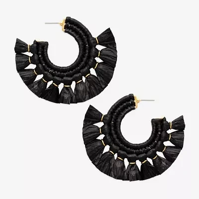 Bijoux Bar Black Raffia Drop Earrings