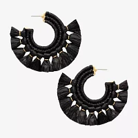 Bijoux Bar Black Raffia Drop Earrings