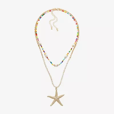 Bijoux Bar Gold Tone Starfish Necklace Set