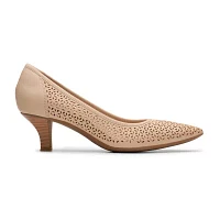 Clarks Womens Kepley Sky Pointed Toe Flared Heel Pumps
