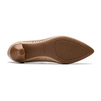 Clarks Womens Kepley Sky Pointed Toe Flared Heel Pumps
