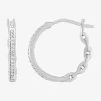 1/10 CT. T.W. Natural White Diamond Sterling Silver 17mm Hoop Earrings