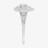Womens 1/2 CT. T.W. Natural White Diamond 10K White Gold Pear Halo Engagement Ring