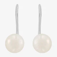 Dyed White Cultured Freshwater Pearl Sterling Silver Drop Earrings