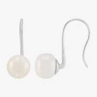 Dyed White Cultured Freshwater Pearl Sterling Silver Drop Earrings
