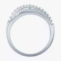 (G-H/I1-12) Womens 1/3 CT. T.W. Lab Grown White Diamond 10K Gold Crossover Cocktail Ring