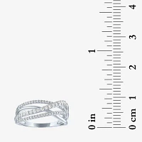 (G-H/I1-12) Womens 1/3 CT. T.W. Lab Grown White Diamond 10K Gold Crossover Cocktail Ring
