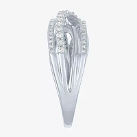 (G-H/I1-12) Womens 1/3 CT. T.W. Lab Grown White Diamond 10K Gold Crossover Cocktail Ring