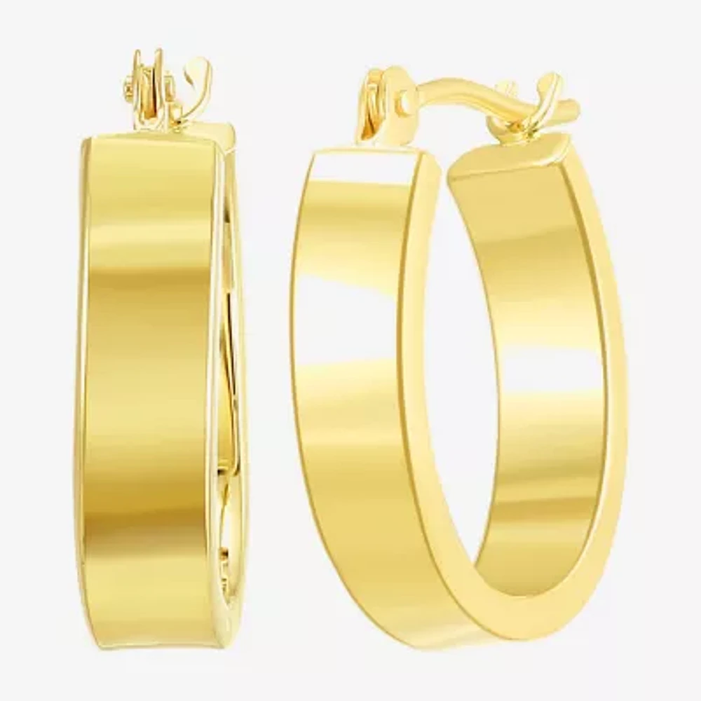 10K Gold 15mm Oval Hoop Earrings