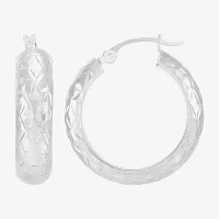 10K White Gold 20mm Round Hoop Earrings