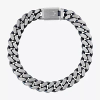 Bulova Stainless Steel 8 1/2 Inch Solid Curb Chain Bracelet