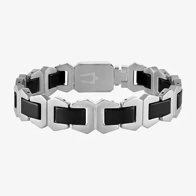 Bulova Ceramic Stainless Steel 8 1/2 Inch Solid Link Link Bracelet