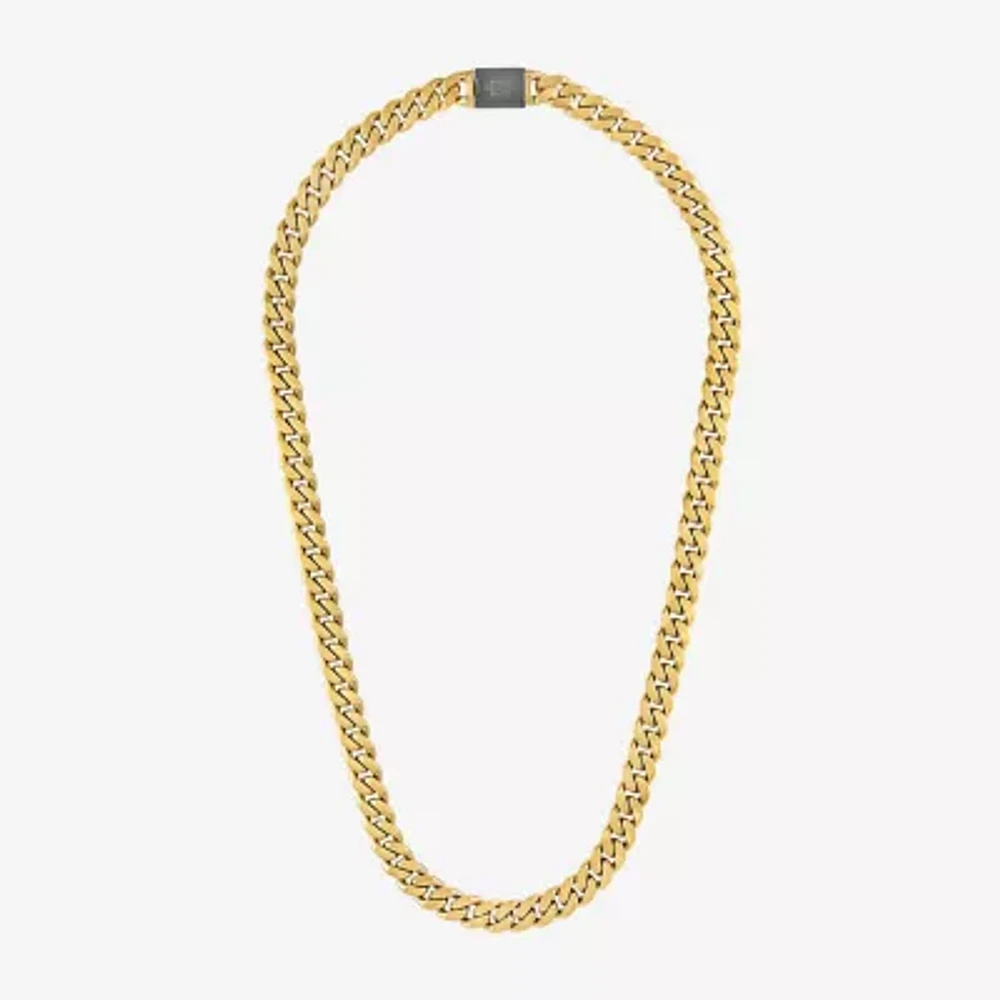 Bulova Stainless Steel 24 Inch Solid Curb Chain Necklace