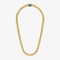 Bulova Stainless Steel 24 Inch Solid Curb Chain Necklace