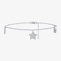Sterling Silver 10 Inch Solid Cable Star Ankle Bracelet