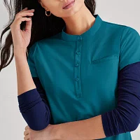 Barco Unify But163 Mission 1-Pocket Womens Henley Neck Short Sleeve Stretch Fabric Moisture Wicking Wrinkle Resistant Scrub Top