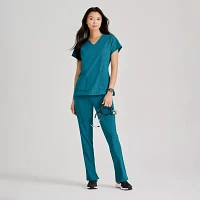 Barco Unify But167 Purpose 4-Pocket Womens V Neck Short Sleeve Stretch Fabric Moisture Wicking Wrinkle Resistant Scrub Top