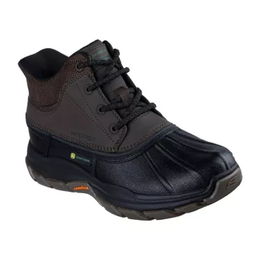 Skechers Hands Free Slip-Ins Mens John Deere Swamper Duck Waterproof Slip Resistant Flat Heel Rain Boots