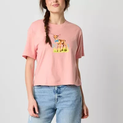 Juniors Baby Deer Semi Fit Tee Womens Crew Neck Short Sleeve Graphic T-Shirt