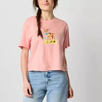Juniors Baby Deer Semi Fit Tee Womens Crew Neck Short Sleeve Graphic T-Shirt