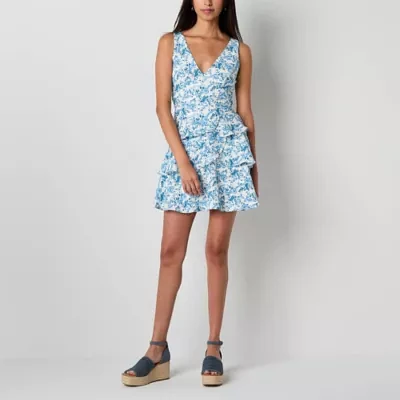 by&by Womens Sleeveless Floral Fit + Flare Dress Juniors